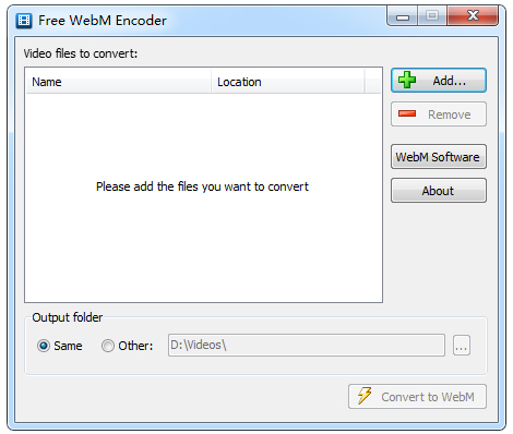 Free WebM Encoder(webm格式转换器) V1.0 绿色版