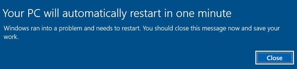 微软Win10的6月新补丁出现强制重启系统