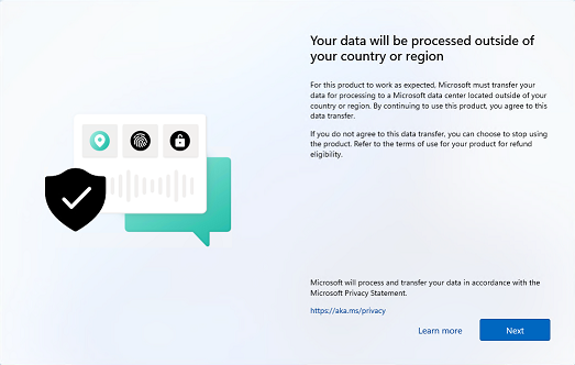 “您的数据将在您所在的国家或地区之外