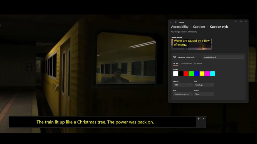 玩家使用 Win11 系统中原生的 Live Captions 功能来创建字幕