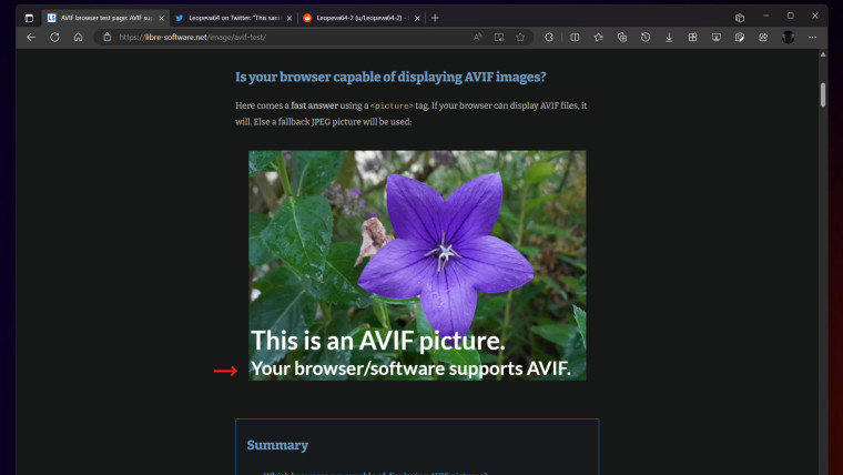 微软为 Edge 浏览器添加 AVIF 格式的支持